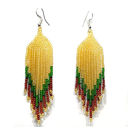 Handmade Native American Style Tribal ethnic Seed Bead Beaded Layered Medallion Necklace - color: Gold