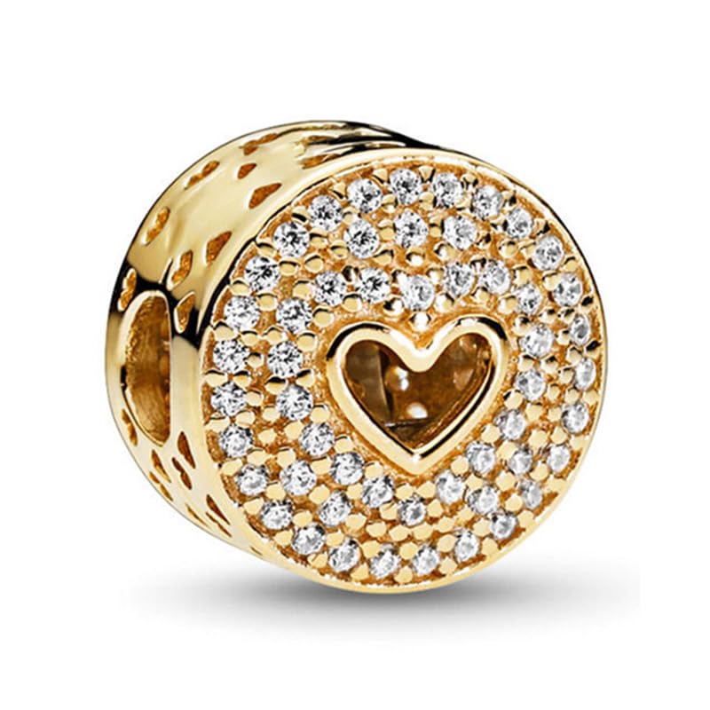 9 Pack Silver Spacer Beads Charms fit Bracelet, Heart Beads DIY Jewelry Gifts Women - color: A
