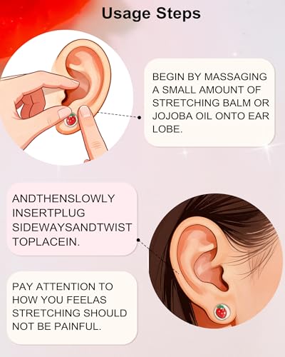 2PCS Strawberry Ear Gauges 00g to 5/8'' Simulated Strawberry Resin Plugs Saddle Double Flared Tunnels Stretcher Expander Ear Plug Expanders Acrylic Ear Gauges Piercing Jewelry - size: 10mm