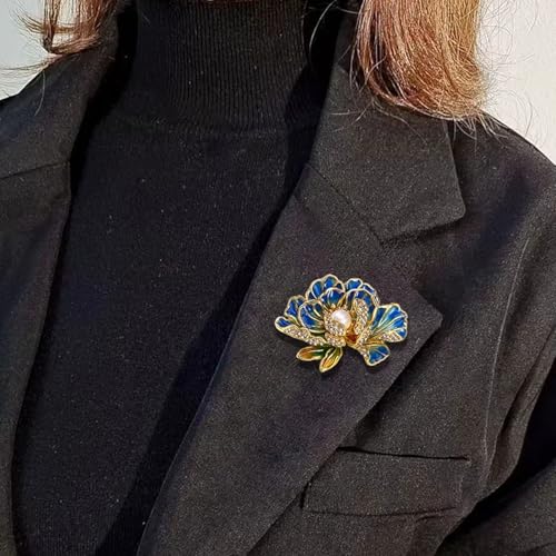 SYWDUDUCLT Fashion Elegant Brooches for Women Brooch, Suitable For Party And Daily Wear On Many Occasions - style: Peony-Blue