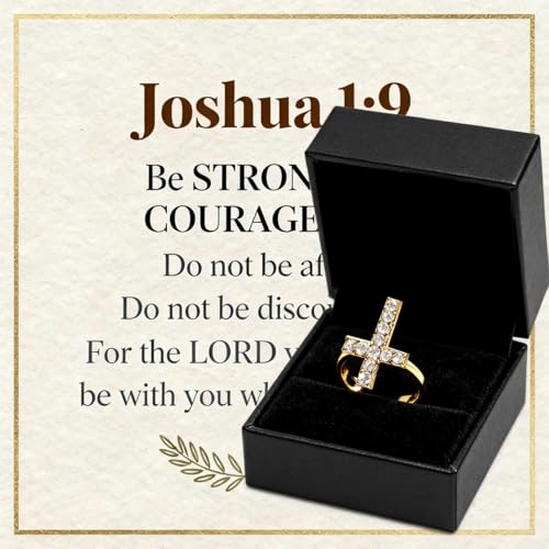 Cross Rings For Women, Faith Christian Blessed Hope Love Encouragement Pray Ring Adjustable Open Wrap Thumb Cross Inspirational Ring Dainty 14k gold Jewelry Easter Gift Non Tarnish - color: Gold 3