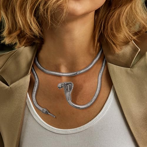 Bendable Snake Chain Necklace for Women Arm Cuff Flexible Twisty Multi-purpose DIY Bracelet and Punk Choker Trendy Medusa Snake Jewelry Gift - style: DIY Snake Silver