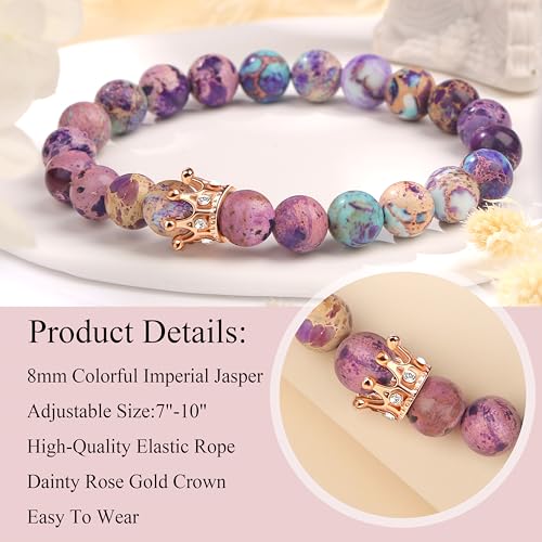 JoycuFF Woman Birthday Gifts Idea Friendship Gifts For Women Best Friends Besties Aunt Female Mom Daughter Granddaughter Gf Anniversary Christmas Graduation Healing Stone Crown Gifts For Her - style: 1.My Bestie Gift-Colorful Imperial Jasper