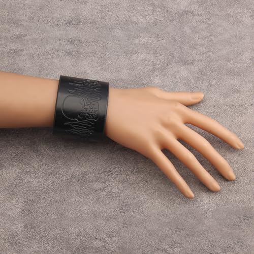 GelConnie Punk Leather Cuff Bracelet Adjustable Straps Wrap Bracelets Arm Armor Cuff Gothic Leather Wristbands for Men, Women - color: MLPB083-Black