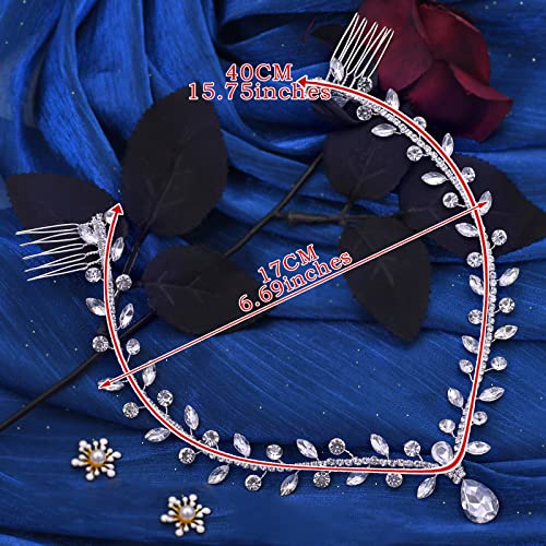 Rhinestone Bridal Forehead Head Chain Wedding Headband | Silver & Gold Crystal Pendant Headpiece Festival Costume Bridal Hair Accessories for Women