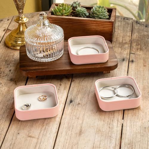 Set of 3 Small Stackable Jewelry Organizer Trays Mini Jewelry Drawer Oragnizer Small Jewelry Display Tray for Necklace Bracelet Rings Earrings and Makeup (LightPink) - color: LightPink