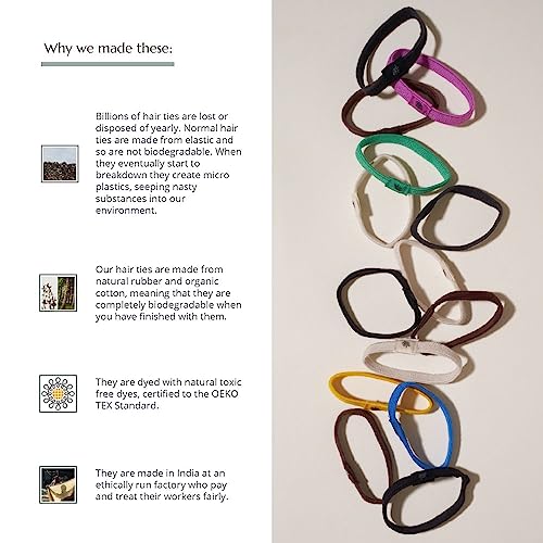 Wild & Stone | Pack of 6 Hair Bands | 100% Biodegradable and Plastic-Free Elastic Hair Ties | 100% Organic Cotton and Natural Plant-Based Rubber | No Crease Ponytail Holder (Blonde) - color: Blonde