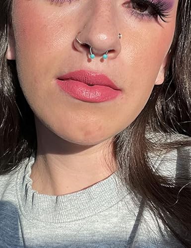 20G 18G 16G 14g Septum Rings Surgical Steel Horseshoe Nose Septum Rings Cartilage Helix Tragus Rook Daith Earring Hoop Lip Piercing Jewelry Retainer for Women Men - style: 16g-inner dia:8mm 10mm 12mm-3mm balls
