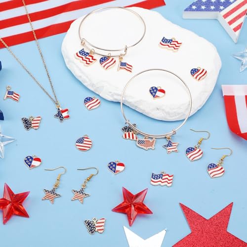 60Pcs Patriotic Charms, American Flag Charms for Jewelry Making - style: Patriotic Style