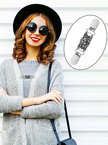 Jetec 4 Pieces Vintage Sweater Shawl Clips Retro Cardigan Collar Dress Shirt Brooch Clips for Women Wearing, 4 Styles - style: Elegant Style