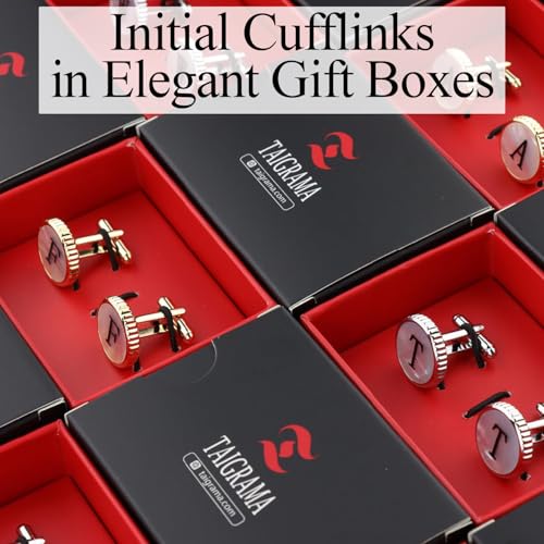 Cuff Links Mens Golden Silver Gunmetal Black, Cufflinks for Men Custom Initial Personalized Mother Of Pearl Mens Cufflink for Shirt Golden Silver Gunmetal Black Cuff Link Shirt for Wedding - style: Letter F