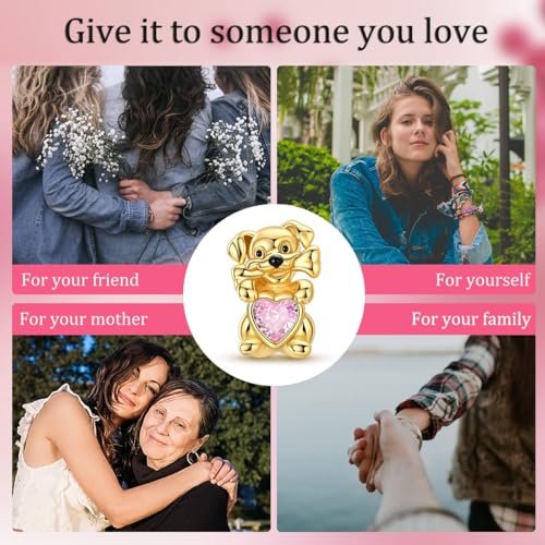 Hapour 925 Sterling Silver Charms for Bracelet Necklace Dangle Pendant Bead | Whale Shark Charm, Glow in the Dark, Matryoshka Russian Doll Baking European Jewelry Charm, 14k Gold Plated - style: Gold Cute Puppy