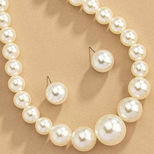 Faux Pearl Choker Necklaces for Women Large Chunky Pearl Necklace Dainty Statement Bride Wedding Jewelry - style: Chunky Pearl
