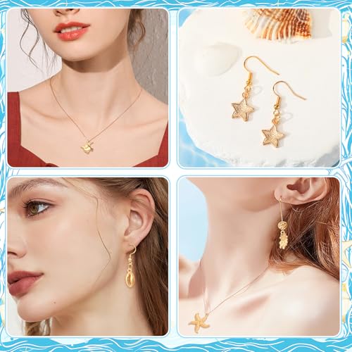 MARFOREVER 120 PCS Summer Beach Charms for Jewelry Making Sea Animal Charm | Assorted KC Gold Ocean Life Charm Pendants, Starfish Seashell Conch Charms, DIY Bracelet Necklace Earrings Making Crafting