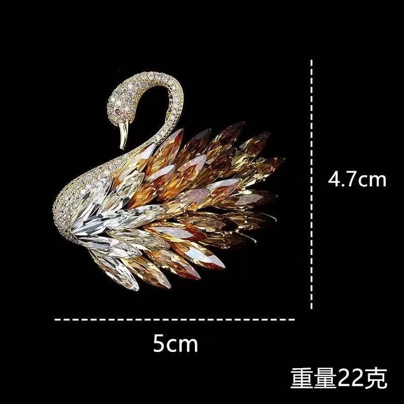 Luxury Camellia Flower Brooch, Sparkling Crystal & Rhinestone Pin with Teardrop Pendant for Women, Elegant Statement Jewelry for Wedding, Party, or Daily Wear - style: Tropical