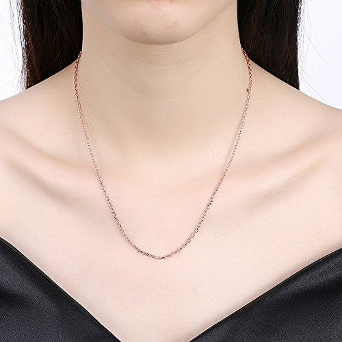 Cutesmile Fashion Jewelry 18k Gold/Rose Gold/White Gold 1.5mm Rolo Adjustable Chain Crafted Necklace (Rose Gold) - color: Rose Gold