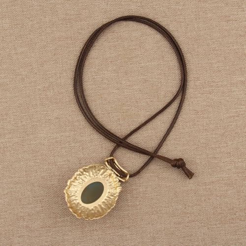 GelConnie Leather Necklace for Women Round Wooden Pendant Long Leather Choker Vintage Sweater Necklace Gold Chunky Boho Necklaces for Women - style: Large Stone Pendant Necklace