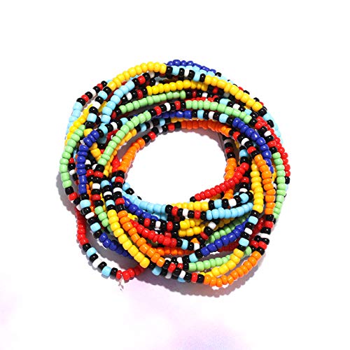 HEIDKRUEGER Bead Stretch Bracelets Independence Colorful Tiny Beaded Stackable Vsco Bracelets Boho Summer Vacation Adjustable Bangle Bracelet for Women Girls 14Pcs - color: multi-color
