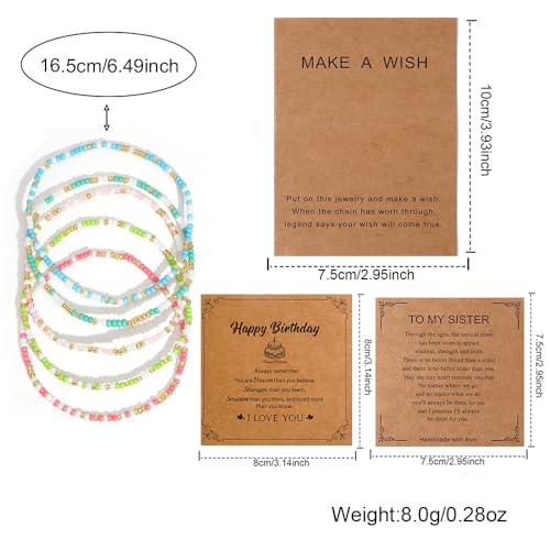 14K Gold Plated Beaded Bracelets Stack Set for Women,Stretch Boho Ball Jewelry Friendship Trendy - color: Blue
