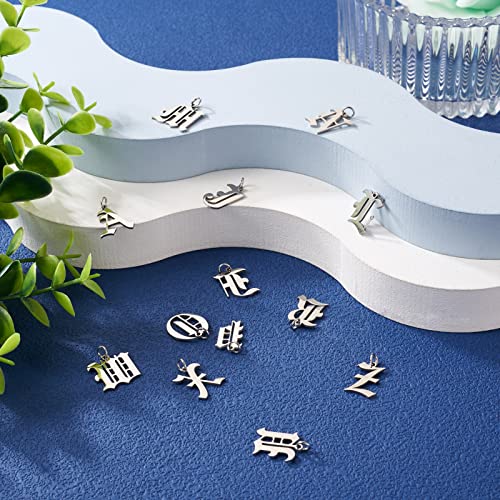 Craftdady Letter Charms Capital Pendants Mixed A-Z Initial Letter Number Charms DIY Bracelet Necklace Pendants for Jewelry Making, Gold, Antique Silver, Platinum - color: Stainless Steel Color, Gothic Style