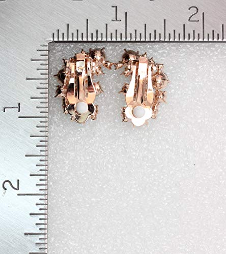 Faship Gorgeous Clip Ons Floral Earrings - color: Green / Rose gold plated