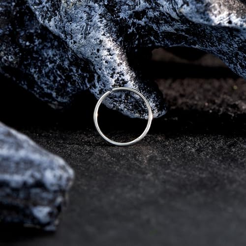 14K Gold Nose Ring Hoop for Women and Men, 6mm/7mm/8mm Tiny Gold Nose Ring Stud Piercing Jewelry, 20G 22G - color: 14k White Gold, size: 22 gauge(0.6mm)-8mm
