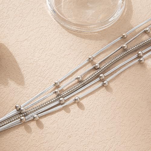 Rantanto Leather Wrap Bracelets For Women Gold Twist Lock Buckle Wrist Cuff | PU leather,Skin-friendly,Boho Stackable Wristband,Fashion Daily Jewelry,Trend Casual Party Bangle,Fit For Birthday, Holiday - color: Multi Silver