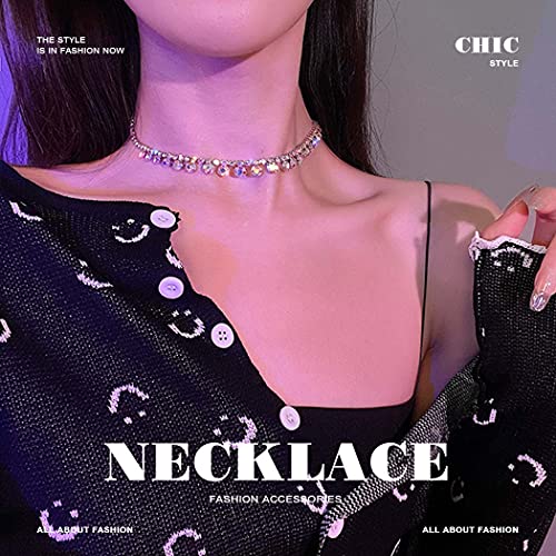 JEAIRTS Rhinestone Choker Necklace Silver Diamond Chain Jewerly for Women | Sparkly Multi-row Crystal Chokers Women's Wedding Prom Formal Jewelry Accessories - color: Style 3