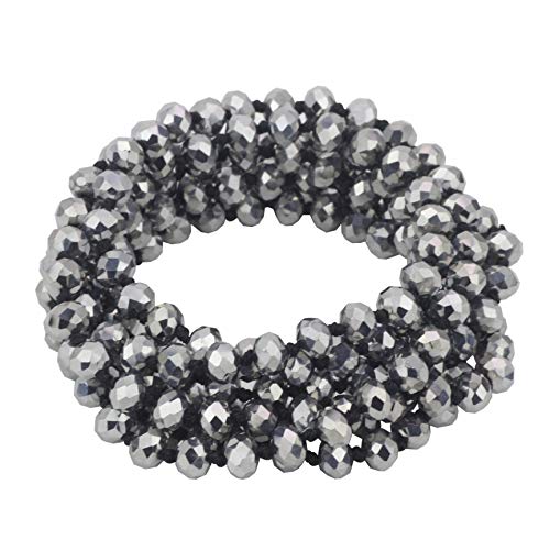 Firstmeet Fashion Beads Rope Knot Long Beaded Necklace Versatile 60" Strand Costume Jewelry for Women - color: XL-1182-Sliver