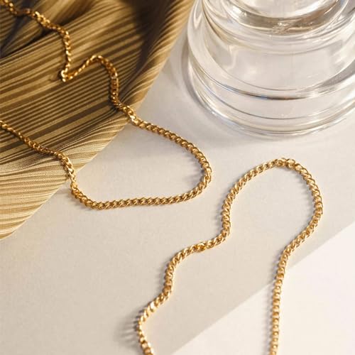 Kyutong 16.4 Feet Gold Plated Craft Chains for Jewelry Making | 304 Stainless Steel Curb Chain Roll for Women Men Necklace Bracelet DIY Supplies Findings - color: Gold Curb