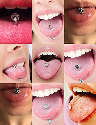 Prjndjw Jewelry, 5/8in(16mm) L, 14G Tongue Piercing Barbells Multicolor Surgical Stainless Steel Long Nipple Piercing Barbells Body Jewelry for Women - color: Silver