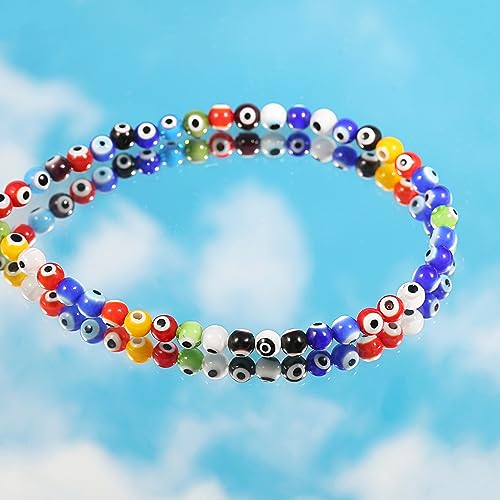Aobei Pearl Gemstone Beaded Choker Necklace for Women Boho Turquoise/Cultured Freshwater Pearls/Garnet/Amazonite Jewelry - color: N Colorful Evil Eye