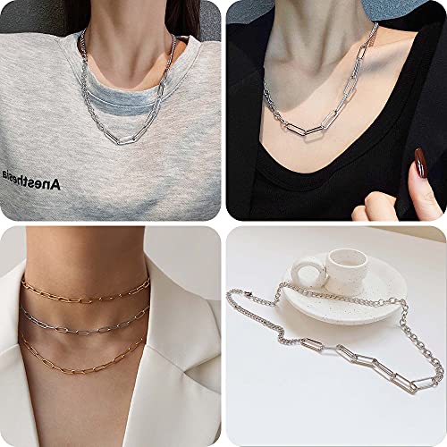 THREENEST 16.4-Feet Width 2.5mm Stainless Steel Paperclip Chains, 18K Real Gold Plated, Soldered Cable Long Craft Chain for Necklace Bracelet Earring Jewelry Making (2200-GOLD-5M) - color: Gold, size: Width 2.5mm-16.4 Feet