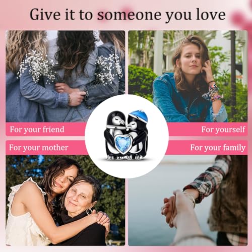 NARMO 925 Sterling Silver Charm Bead for Bracelets Silver Charms for Women - color: Cute Penguins