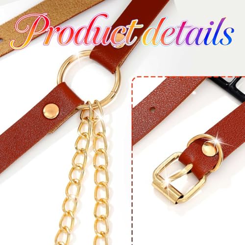 CLOACE Punk Waist Chain Belt Leather Layered Heart Body Chains Gothic Body Accessories for Women - color: Brown