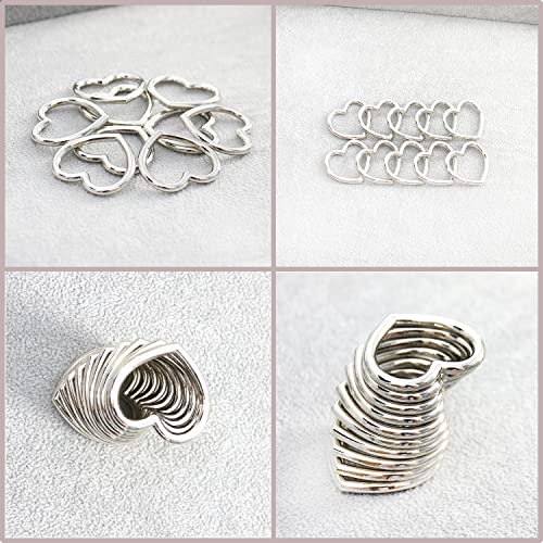 Heart Shape Metal Craft Ring Buckle,10 Pieces Heart Shape Hollow, for Punk Leather Choker Necklaces, Gothic Accessory - color: Stainless Steel