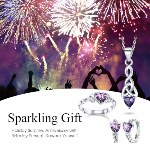 Bestyle 925 Sterling Silver Huggie Hoop Earrings Small Birthstone Hoop Earrings for Women Hypoallergenic Silver Huggie Earring,Great Birthday Earrings Gift for Daughter Wife Mom - color: 02-Purple Amethyst-Hoop