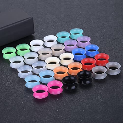 Xpircn 30Pcs Silicone Ear Gauges Flexible Ear Tunnels Plugs Stretchers Expander Double Flared Flesh Ear Piercing Jewelry for Women Men - style: Gauge:5/8"(16mm)