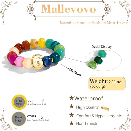 Bubble Initial Chunky Beaded Bracelet for Women Colorful Resin Bead Trendy Statement Big Stretch Bracelets Summer Beach Boho Charm Jewelry Cute Gifts for Women - color: Initial G