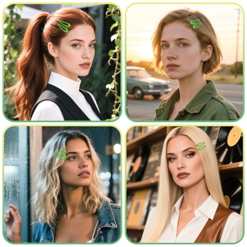 ELANE 80 Pcs Metal Snap Hair Clips for Women,Small Snap Barrettes for Women Girls Thick Fine Hair (Green) - color: Green