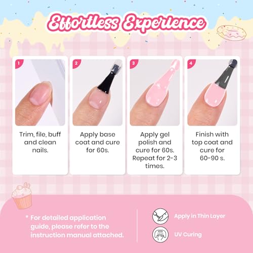 Beetles Pink Gel Polish, Strawberry Milk, Light Pink Gel Nail Polish | Color-Matched Bottle Design, Soak Off UV LED, Long-Lasting Nails Art for Home DIY & Holiday - color: B - Creme Pink | Taste of Spring Strawberry Milk