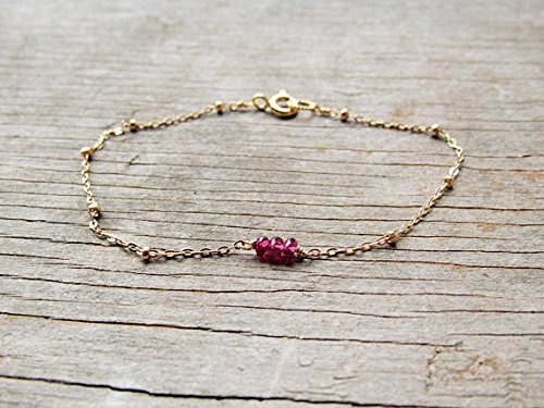 AAA++ Rare Quality GARNET bracelet on a delicate gold filled satellite chain 3mm Code- WAR11366