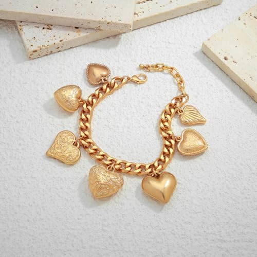 Gold & Silver Heart Chain Link Bracelets For Women - color: AMZ-SL22348A