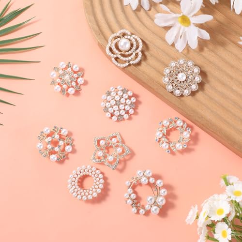 4pcs Brooches and Pins for Women, Flower Brooch, Crystal Pearl Brooch, for Women Fashion Accessories - style: Sunflower
