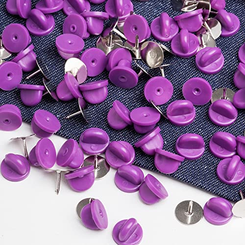 400pcs PVC Rubber Pin Backs Heliltd Butterfly Clutch Pins Tie Tacks Blank Pins for Uniform Badges Backing Holder Clasp Lapel Pin Enamel Pins(200 Sets) - color: purple