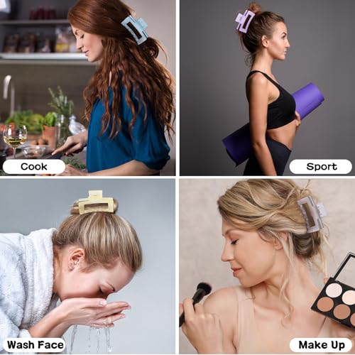 Sisiaipu 3.5 Inch Square and Rectangular Hair Clips - 12 Pcs Claw Clips for Thick and Thin Hair, Rectangle Jaw Clips in Bulk, Hair Accessories for Women and Girls - Ice Cream - color: Ice Cream