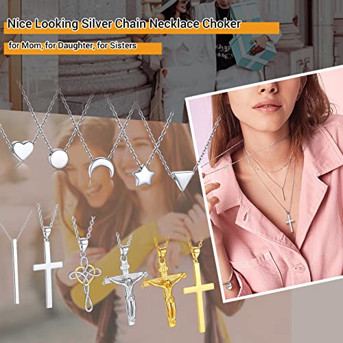 PROSILVER 925 Sterling Silver Necklace for Women Dainty Pendant Necklace | Hypoallergenic 925 Sterling Silver, Cute Small Pendant, Star/Heart/Moon/Triangle/Bar/Round Necklace Silver with Gift Box - color: 01 Sliver, style: 06 Triangle