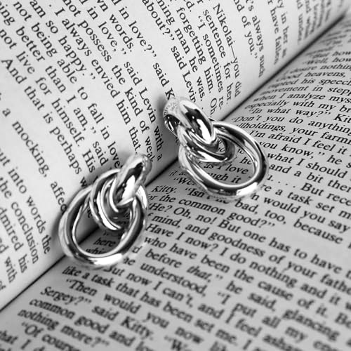 Jean Beau Chunky Gold Stud Earrings for Women Trendy Gold Plated Dangle Drop Prom Birthday Fashion Office Jewelry Gift - color: Silver Knot