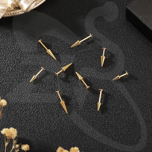 ZS 20G Spike Nose Rings Studs, 18G Stainless Steel Spike Stud Earrings, 16G Septum Lip Rings Cartilage Tragus Helix Piercing for Women Men - color: 24pcs 16g gold lip ring