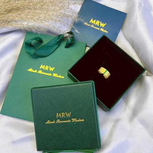 MRW Rings For Women Handmade Natura Green 925 Sterling Silver Gold Plated Zircon Ring Jewelry For Women - color: NATURAL JADE(Gold Plated)